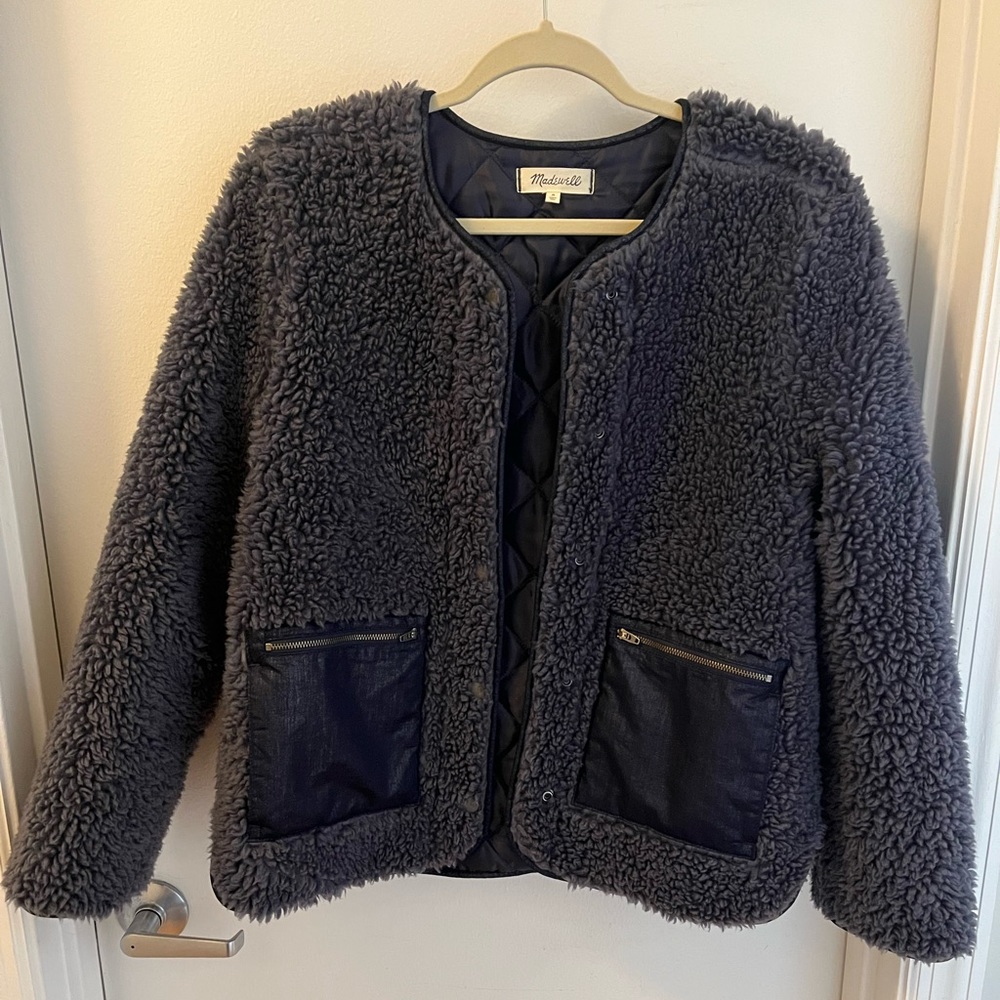Madewell Sherpa blue snap button jacket